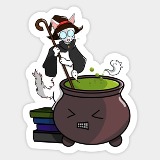 Cat Witch Making Potion Sticker
